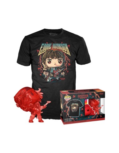 Funko Pop & Tee Hunter Eddie con guitarra camiseta talla M 79263 STRANGER THINGS FUNKO