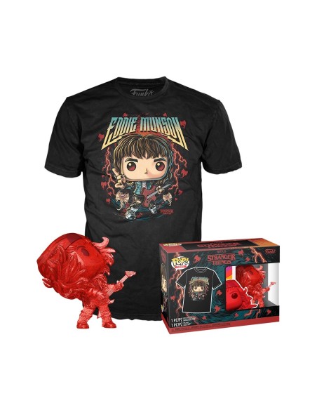Funko Pop & Tee Hunter Eddie con guitarra camiseta talla M 79263 STRANGER THINGS FUNKO