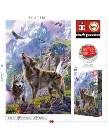 Puzzle 500 lobos en las rocas 19548 | EDUCA | Juguetes Abracadabra