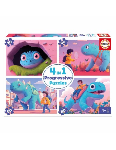 Puzzle Progresivo Simpáticos dinos 20-40-60-80 20222 EDUCA