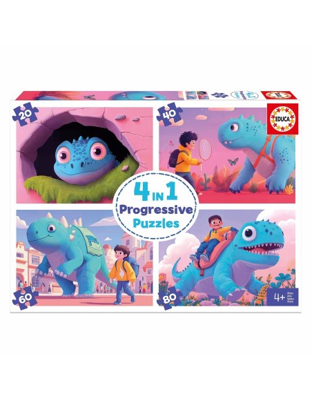 Puzzle Progresivo Simpáticos dinos 20-40-60-80 20222 EDUCA