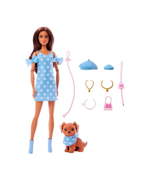 Muñeca Barbie Twinning Looks morena con perro JFP38 BARBIE