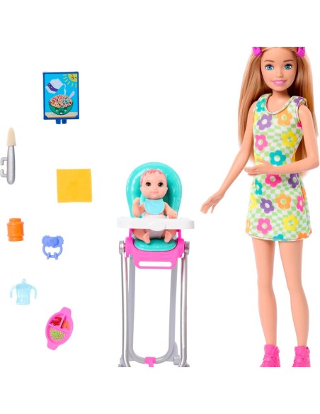 Muñeca Barbie Skipper Niñera con trona y bebé HTK35 BARBIE
