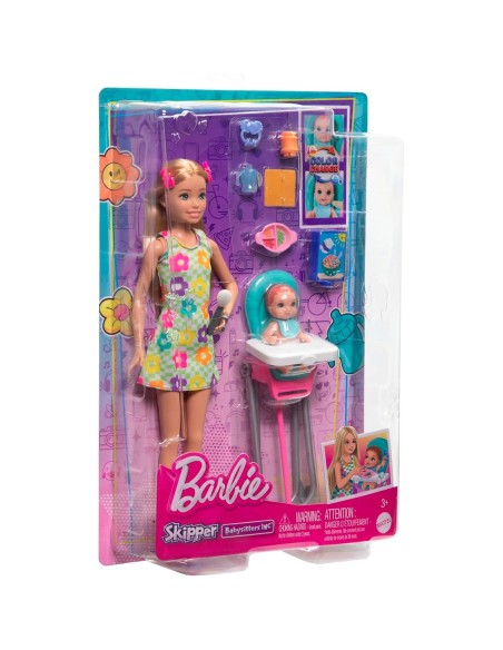 Muñeca Barbie Skipper Niñera con trona y bebé HTK35 BARBIE