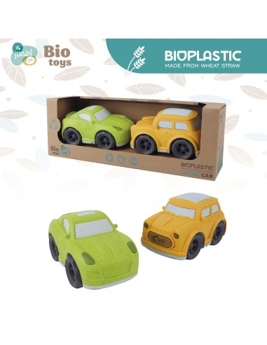 Pack dos coches ECO BIO Ferrari y Mini. Fabricados con paja de trigo 746T01041 TACHAN