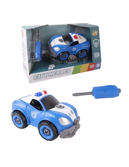 Coche Policía Set contrucción DIY con Herramienta y 21 Pzs 746T01021 TACHAN