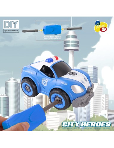 Coche Policía Set contrucción DIY con Herramienta y 21 Pzs 746T01021 TACHAN