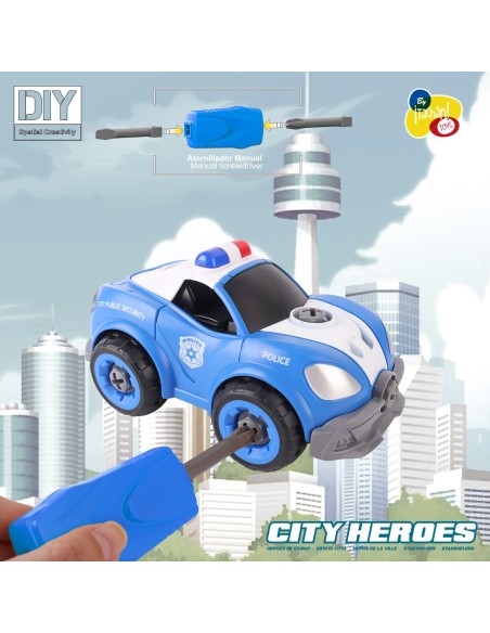 Coche Policía Set contrucción DIY con Herramienta y 21 Pzs 746T01021 TACHAN
