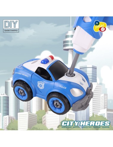 Coche de Policía RC 22 pzas.Construye, Controla y Juega. 746T01024 TACHAN