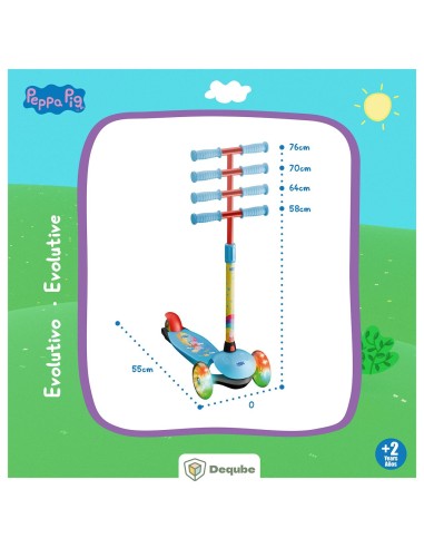 peppa pig: patinete 3 ruedas con luces led 914D00189 PEPPA PIG DEQUBE