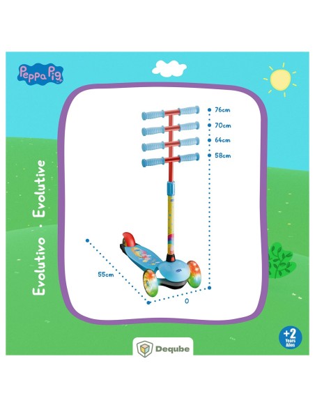 peppa pig: patinete 3 ruedas con luces led 914D00189 PEPPA PIG DEQUBE