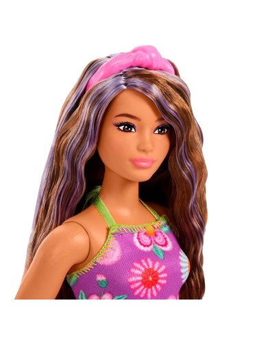 Muñeca Barbie Fashionista con Traje de flores JJN57 BARBIE