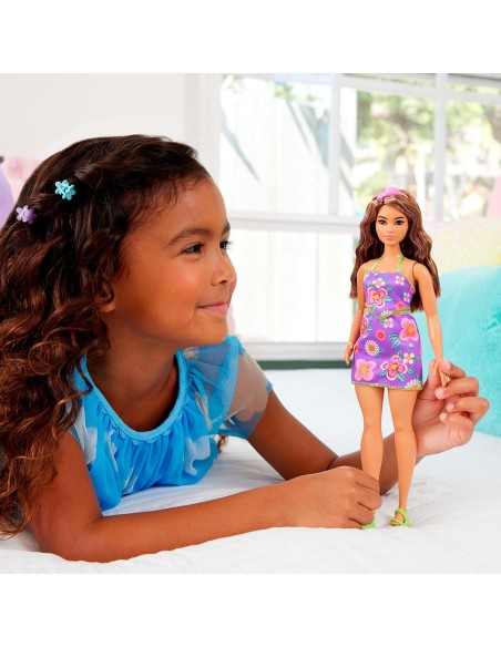 Muñeca Barbie Fashionista con Traje de flores JJN57 BARBIE