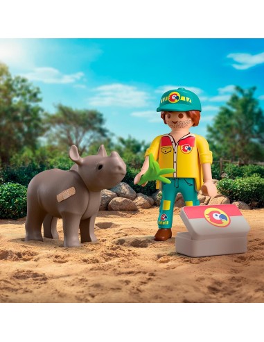 Duo Pack Cuidador con Rinoceronte 72025 PLAYMOBIL
