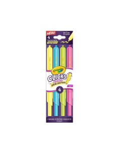 4 Subrayadores Clicks Lavables 58-8390 CRAYOLA