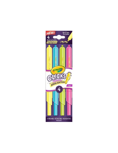 4 Subrayadores Clicks Lavables 58-8390 CRAYOLA