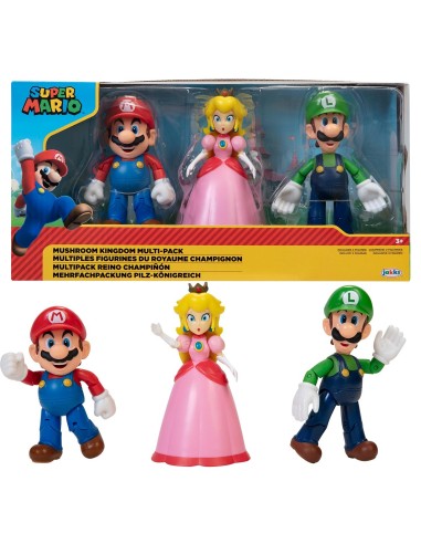 Pack 3 figuras 10 cm Reino Champiñón 64511-4L SUPER MARIO JAKKS PACIFIC