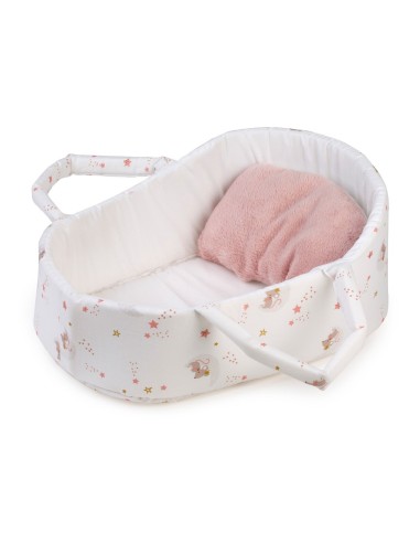 Capazo Rosa y Blanco con cojín 4130 MUÑECAS GUCA