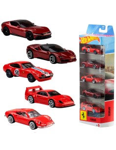 Pack 5 Vehículos Ferrari JLN12 HOT WHEELS