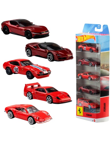 Pack 5 Vehículos Ferrari JLN12 HOT WHEELS