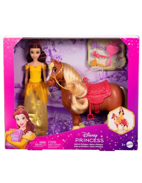 Muñeca Princesa Bella y su Caballo JBG01 DISNEY PRINCESS MATTEL