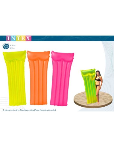 Colchoneta hinchable neon surtida 152x203x22 cm. 59717EU INTEX