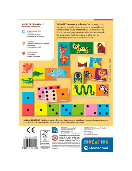 Dominó de Números y Animales 55603 CLEMENTONI