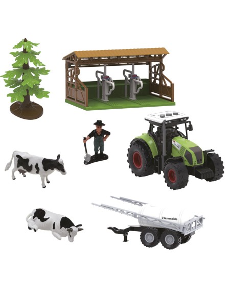 Set Granja con tractor a fricción y 10 accesorios. Luces y sonidos. 701T01050 TACHAN