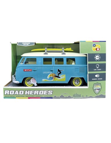 Furgoneta retro surfera a escala 1:14 con luces y música 757T01083 TACHAN