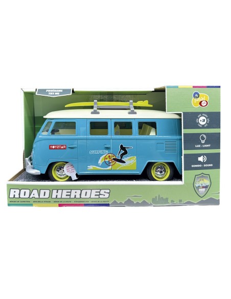 Furgoneta retro surfera a escala 1:14 con luces y música 757T01083 TACHAN