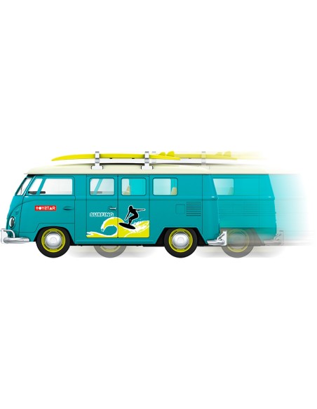 Furgoneta retro surfera a escala 1:14 con luces y música 757T01083 TACHAN