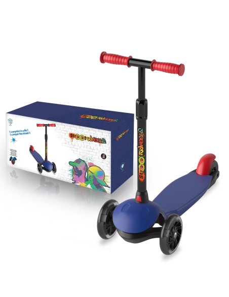Patinete de 3 ruedas azul con luces led 914D00019 DEQUBE