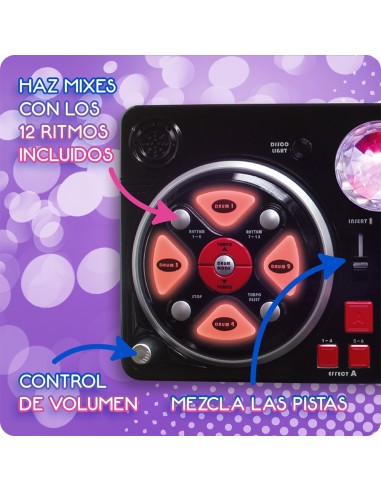 Mesa de DJ Disco con Efectos de Luz y Sonidos 916D00040 DEQUBE