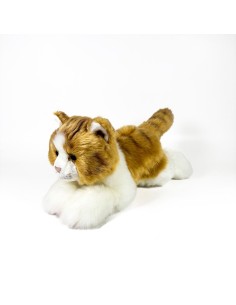 Peluche Gato Marron Y Blanco Tumbado 25Cm 939D00299 BOCALAN DEQUBE