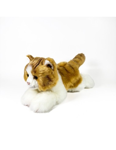 Peluche Gato Marron Y Blanco Tumbado 25Cm 939D00299 BOCALAN DEQUBE