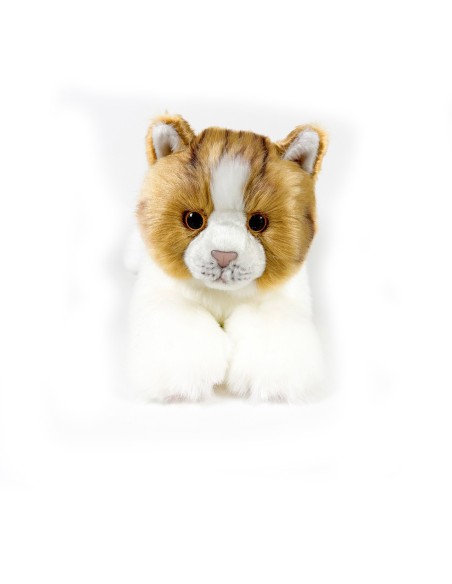 Peluche Gato Marron Y Blanco Tumbado 25Cm 939D00299 BOCALAN DEQUBE