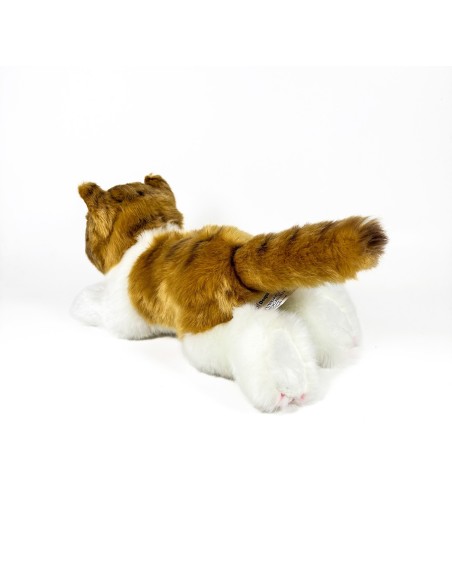 Peluche Gato Marron Y Blanco Tumbado 25Cm 939D00299 BOCALAN DEQUBE