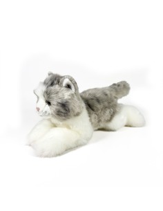 Peluche Gato Gris Y Blanco Tumbado 25Cm 939D00300 BOCALAN DEQUBE