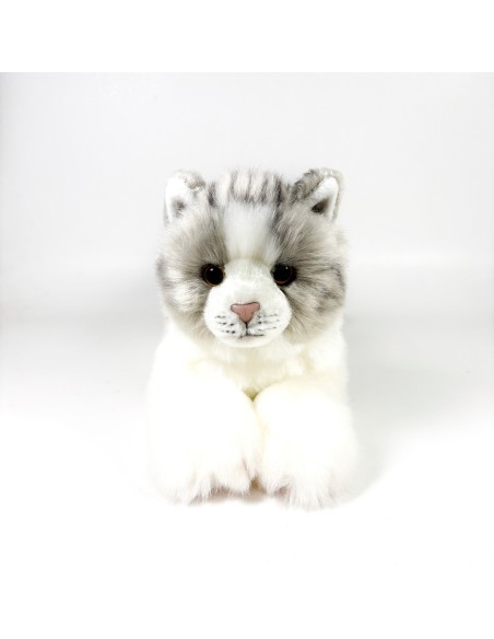 Peluche Gato Gris Y Blanco Tumbado 25Cm 939D00300 BOCALAN DEQUBE