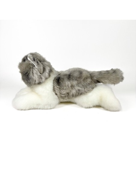 Peluche Gato Gris Y Blanco Tumbado 25Cm 939D00300 BOCALAN DEQUBE