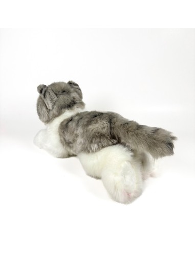 Peluche Gato Gris Y Blanco Tumbado 25Cm 939D00300 BOCALAN DEQUBE