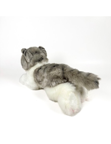 Peluche Gato Gris Y Blanco Tumbado 25Cm 939D00300 BOCALAN DEQUBE