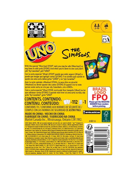 Juego del Uno Los Simpsons JHB16 THE SIMPSONS UNO