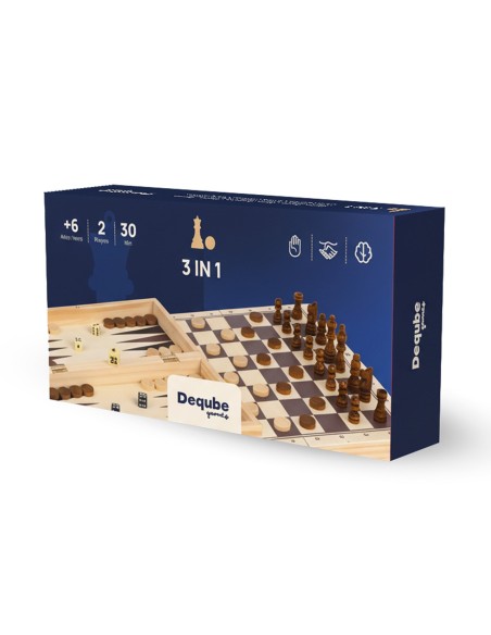 Juego 3 en 1 : Ajedrez, damas y Backgammon 940D00495 DEQUBE