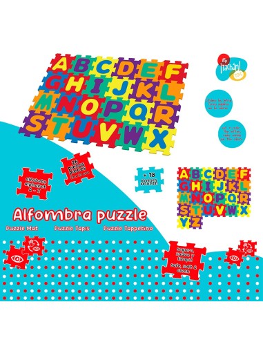 Alfombra puzzle gomaeva 26 piezas 32x32 cm. alfabeto 745T00421 TACHAN