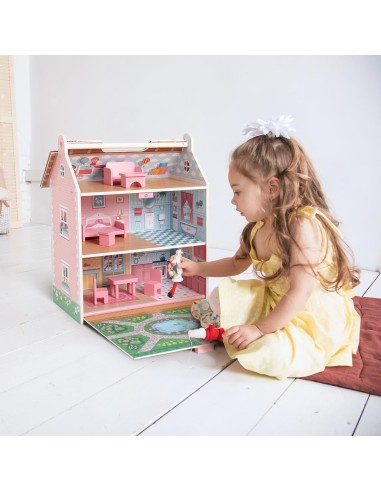 Casa de madera de muñecas pocket portátil 913D00017 DEQUBE