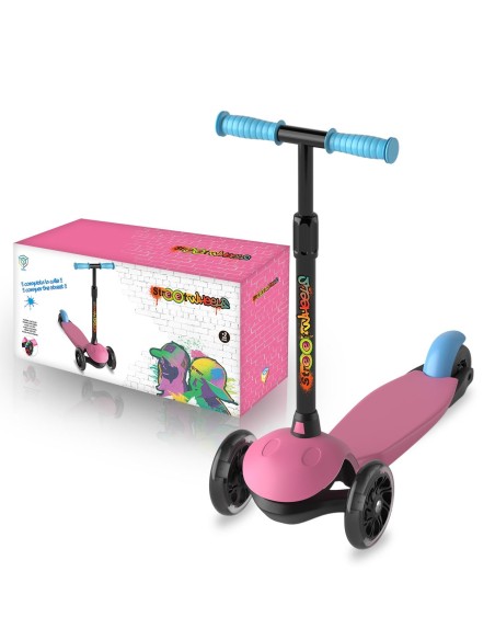 Patinete de 3 ruedas rosa con luces led 914D00018 DEQUBE
