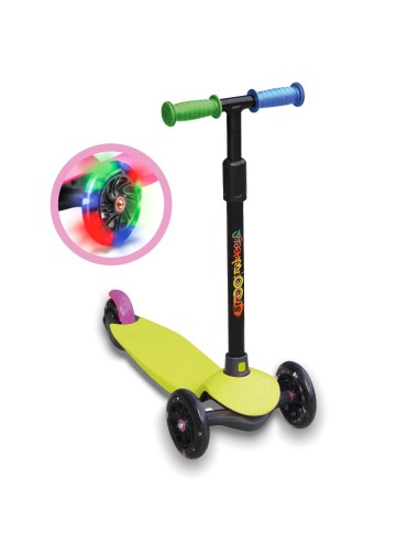 Patinete de 3 ruedas neón con luces led 914D00020 DEQUBE