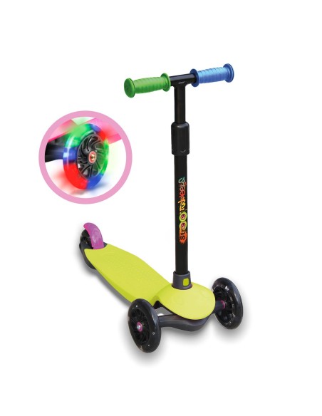 Patinete de 3 ruedas neón con luces led 914D00020 DEQUBE