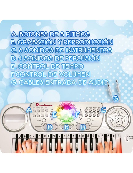 Teclado electrónico disco con taburete 916D00041 DEQUBE